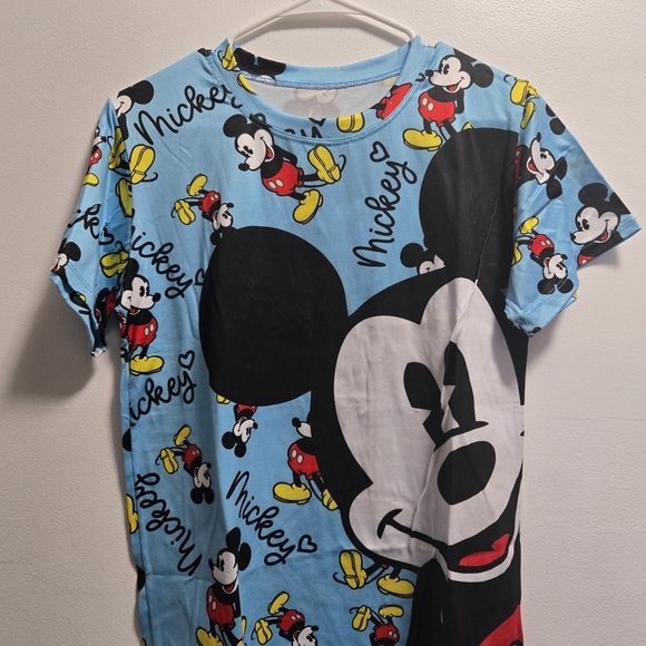 None Tops - Mickey Mouse Light Blue Graphic Short Sleeve Tee
